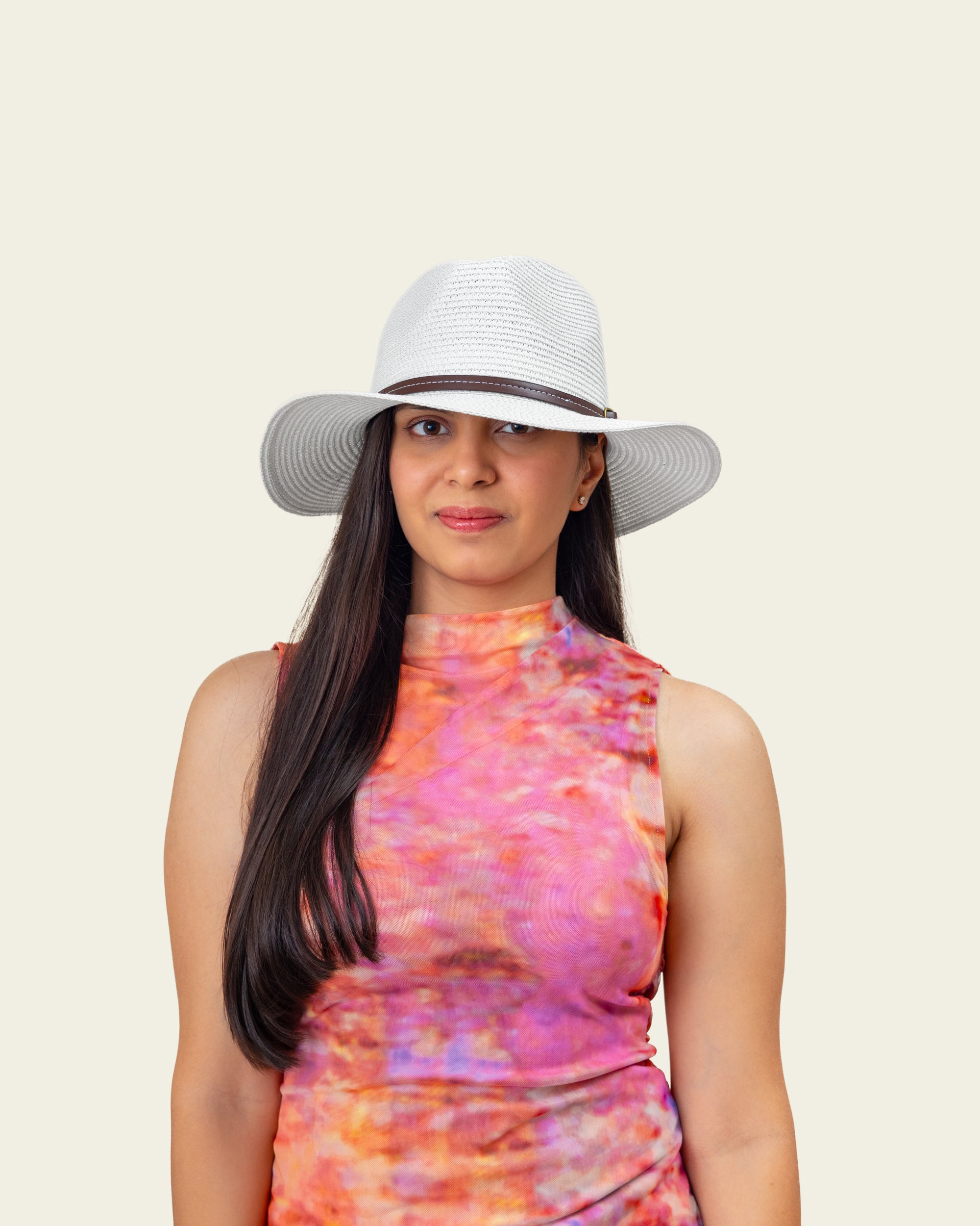 Fedora Hat - White with Belt