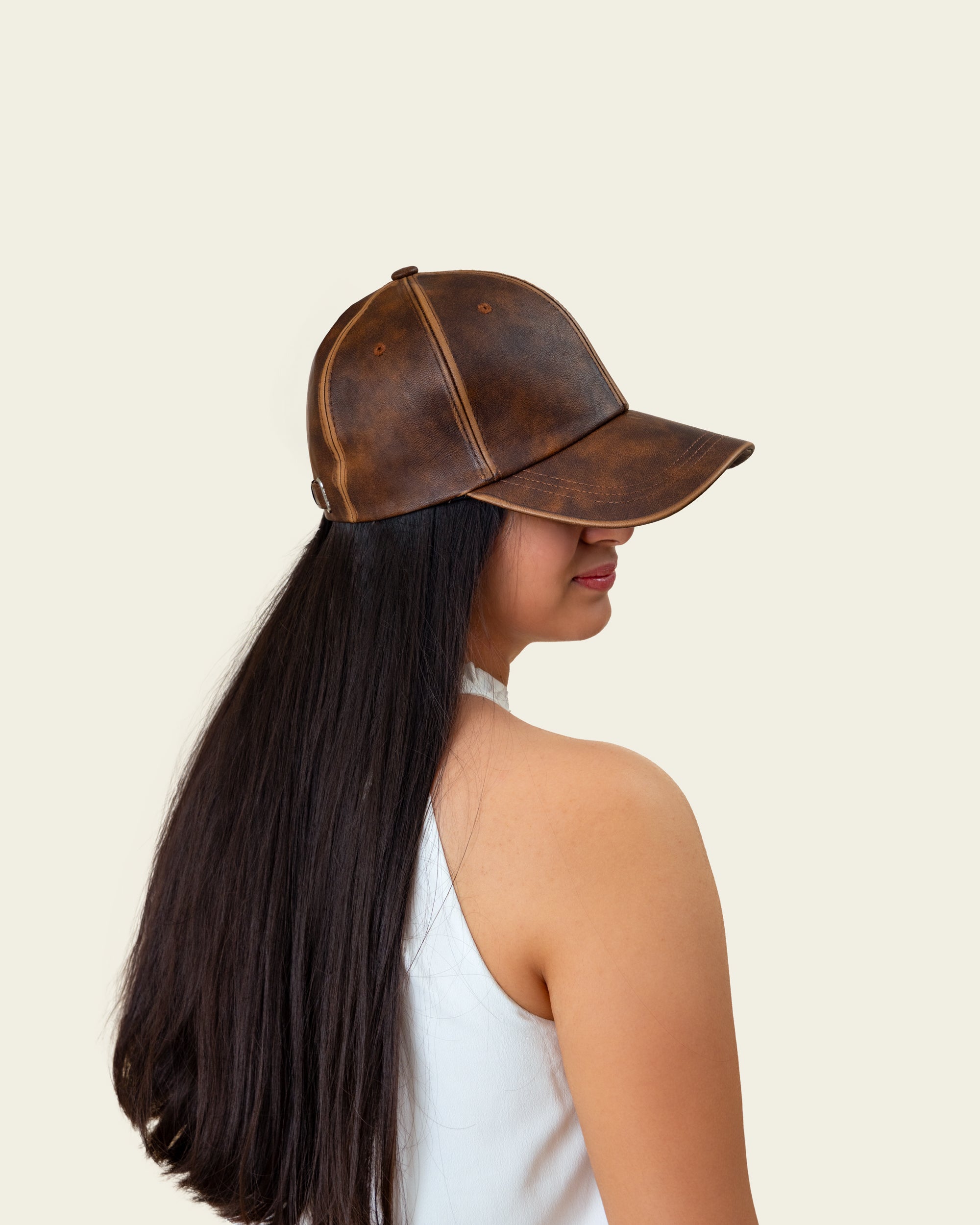 Cap (Leather) - Brown