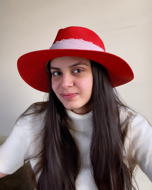 Fedora Straw Hat - Cherry